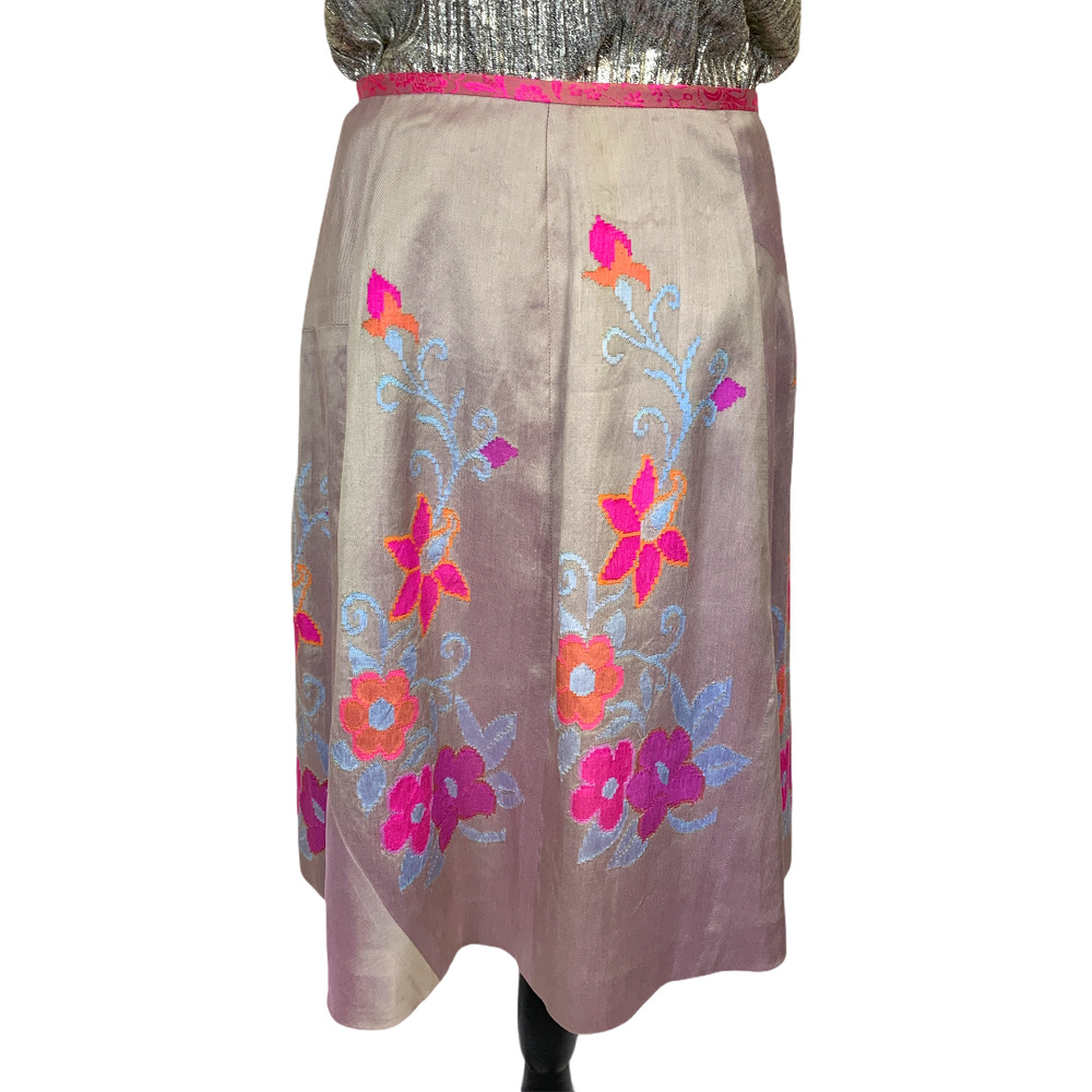 Koko Venice A-Line Silk Floral Skirt Designer Handcrafted Unique RARE Size 2 XS